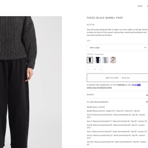 MICAELA GREG The Barrel Pant In Faded Black Iconic Curved Leg Cotton Denim XL - Picture 5 of 16